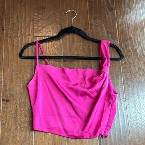 4SI3NNA Pink Asymmetrical Crop Camisole